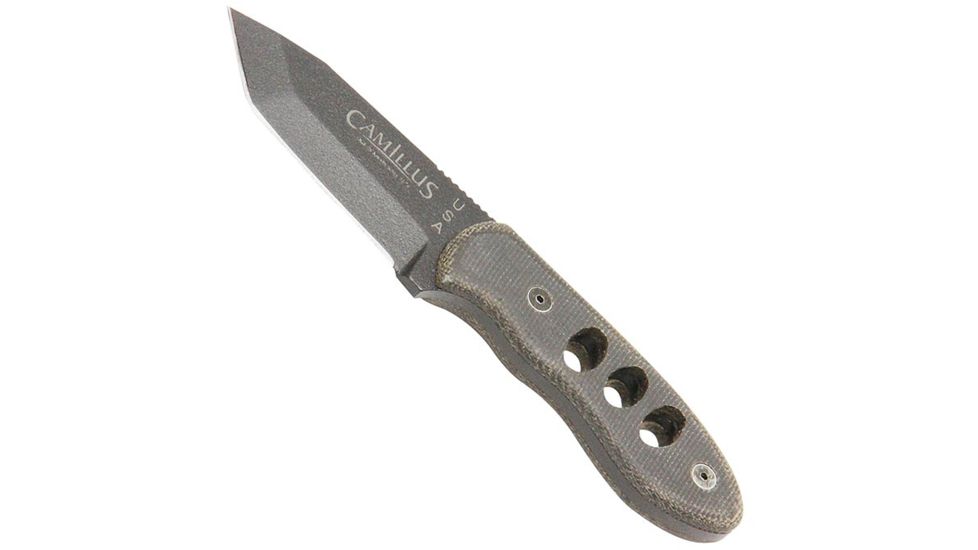 Camillus Knives 5.5 in Choker Neck Knife, Micarta Handle, Black Tanto Plain CM19088