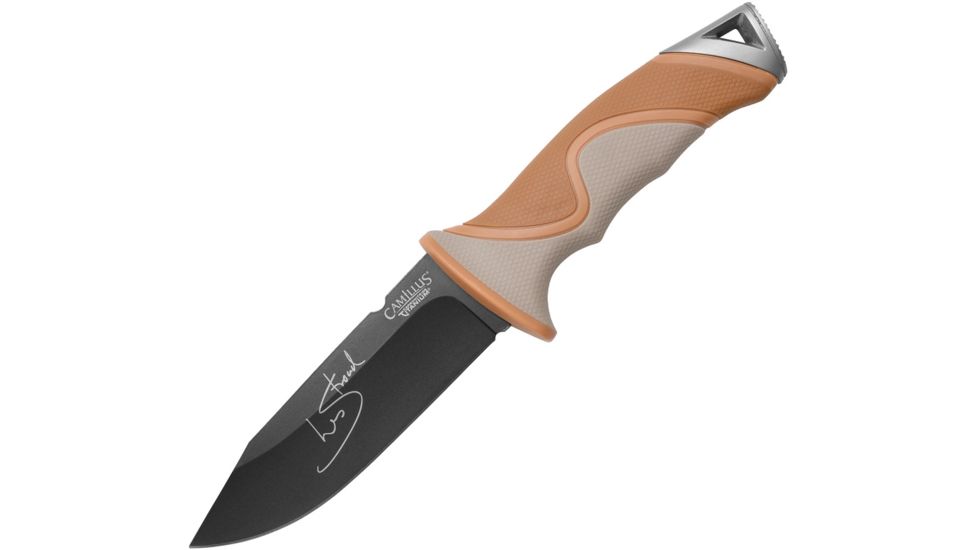 Camillus Knives Blackfoot Fixed Blade Knife, 4.75in, 440 Stainless Steel, Standard Edge, Drop Point, Brown, Synthetic Handle CM19192