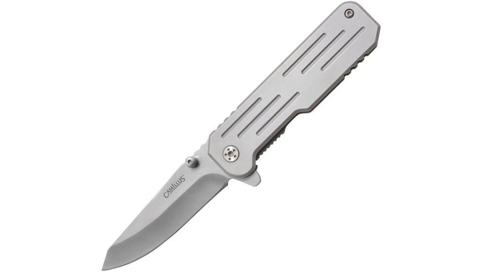 Camillus Knives Choff Framelock Folding Knife, 2.75 titanium coated 3Cr13 stainless blade, Gray titanium finish stainless handle, 19391