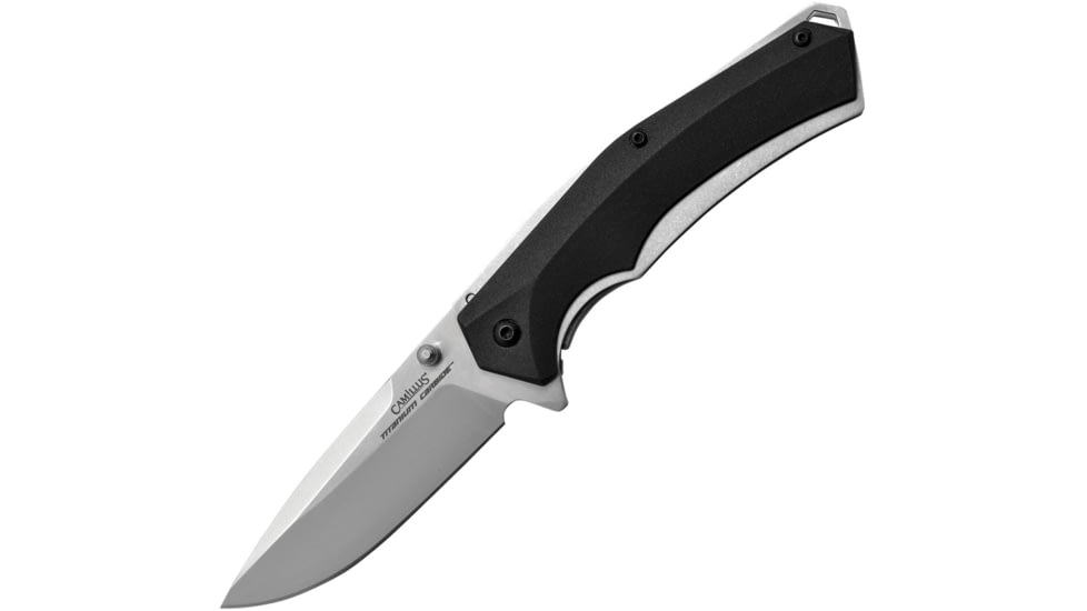 Camillus Knives Linerlock Folding Knife, 3.25 titanium coated 3Cr13 stainless blade, Black GFN handle, 19400