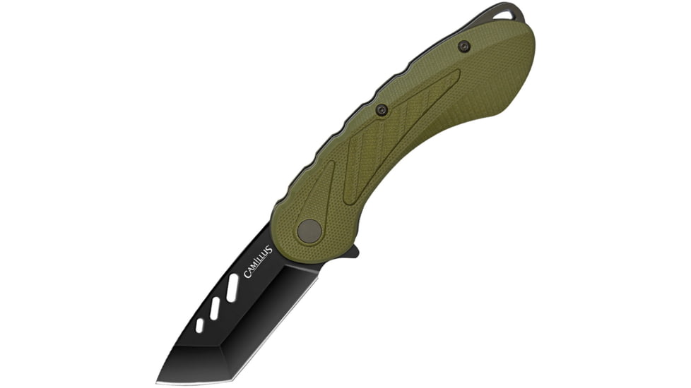 Camillus Knives Veracious Linerlock Green Folding Knife, 2.5 black Carbonitride Titanium coated AUS-8 stai, Green glass filled nylon handle, 19648