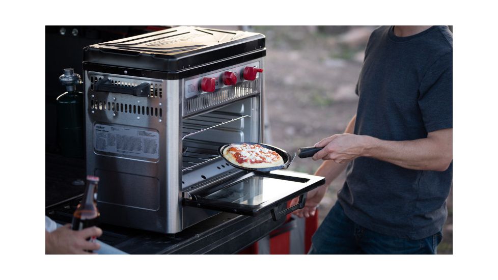 Camp Chef Professional Outdoor Oven, 2 x 9000 BTU/hr Range Burners, Stainless/Black, COVENT