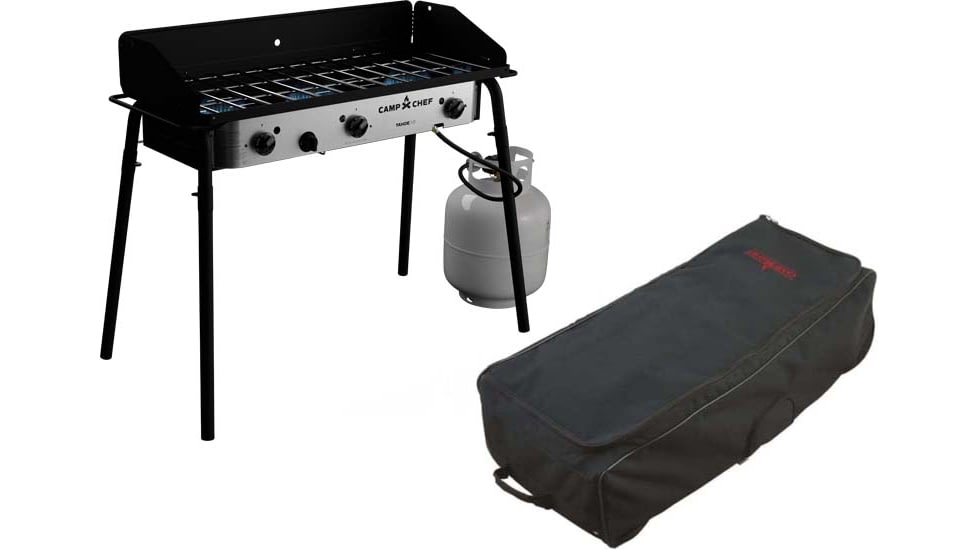 Camp Chef Tahoe Stove, Silver, with Black, Top-loading Roller Bag, Black, RCB90