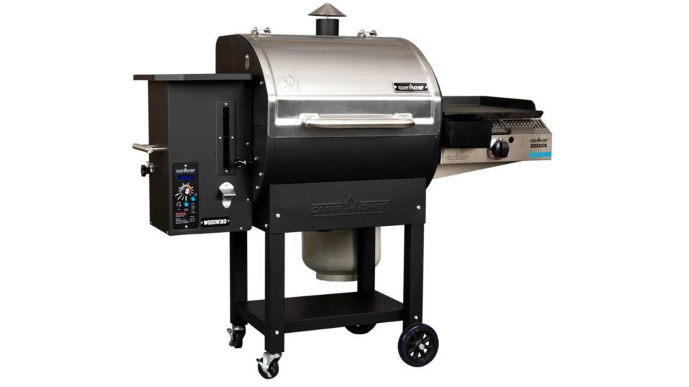 Camp Chef Woodwind Pellet Grill w/ Slide &amp; Grill With Sidekick, Black/Stainless PG24SGWWSK
