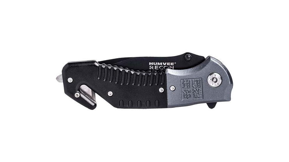 Campco Humvee Recon Folding, Plain/Serrated, Black Stainless Steel Blade, Black/Gray Handle, 167696