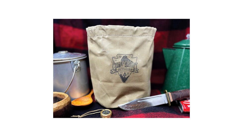 Campcraft Outdoors Bushpot Bag, 2qt, 9in x 6.5in, Waxed Cotton Canvas, WAXBPB