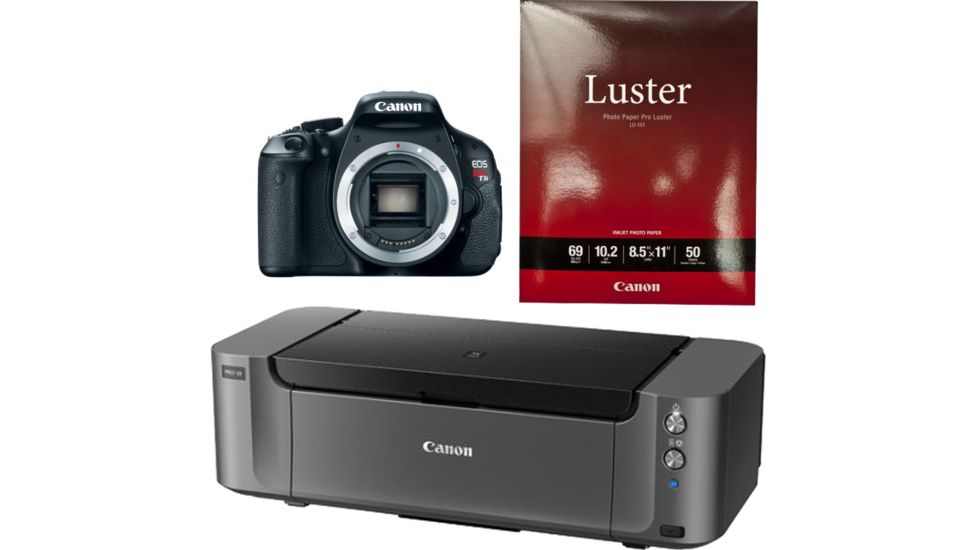 Canon EOS Rebel T3i Camera Body Only, Photo Paper, and Pixma PRO-10 Printer