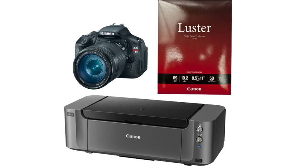 Canon EOS Rebel T3i Camera w/ EFS 18-135mm IS II Lens, Photo Paper, and Pixma PRO-10 Printer