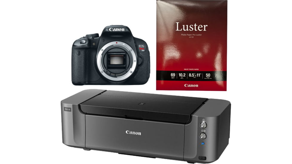 Canon EOS Rebel T4i Camera Body Only, Photo Paper, and Pixma PRO-10 Printer