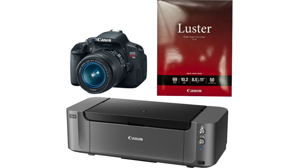 Canon EOS Rebel T4i Camera with EF-S 18-55mm IS II Lens, Photo Paper, and Pixma PRO-10 Printer