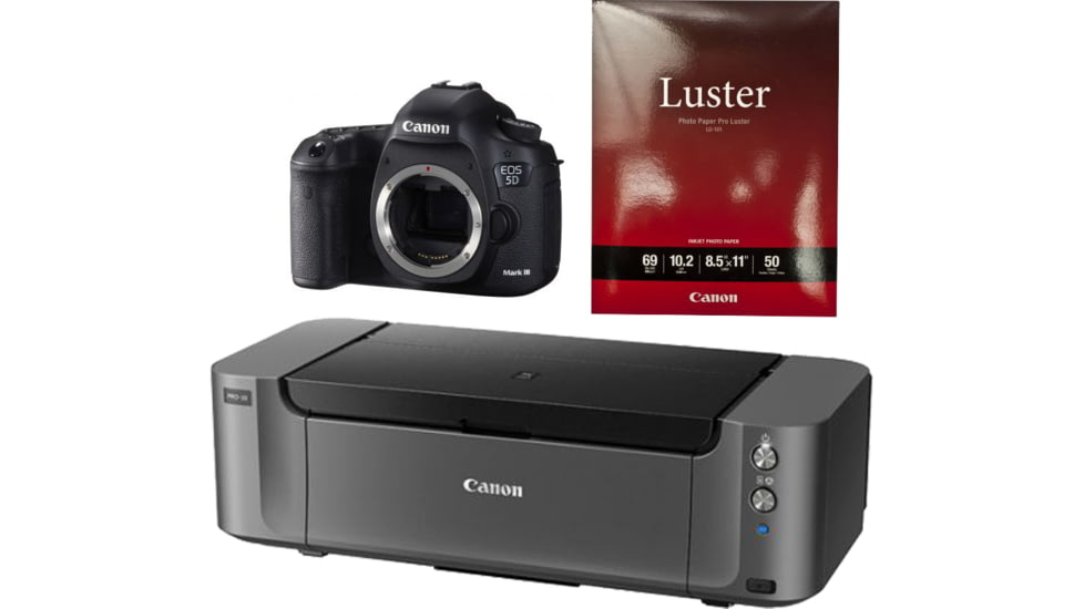 Canon Pixma PRO-10 Printer, Photo Paper, and EOS 5D Mark III Camera Body Only