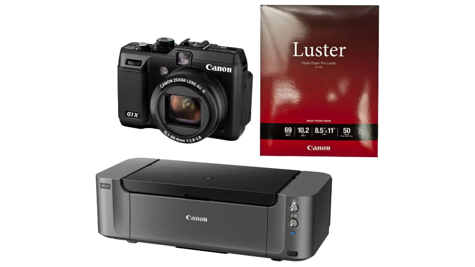 Canon Pixma PRO-10 Printer,  Photo Paper, and PowerShot G1 X Camera