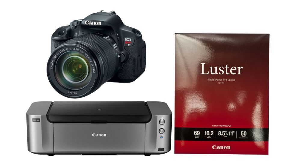 Canon PIXMA PRO-100 Photo Inkjet Printer, Black 6228B002 with Canon LU-101 Pro Luster Letter Size Paper 50 Pack 6211B004 and Canon EOS 6D Digital Camera Kit w/24-150mm f4L Lens, Black 8035B009