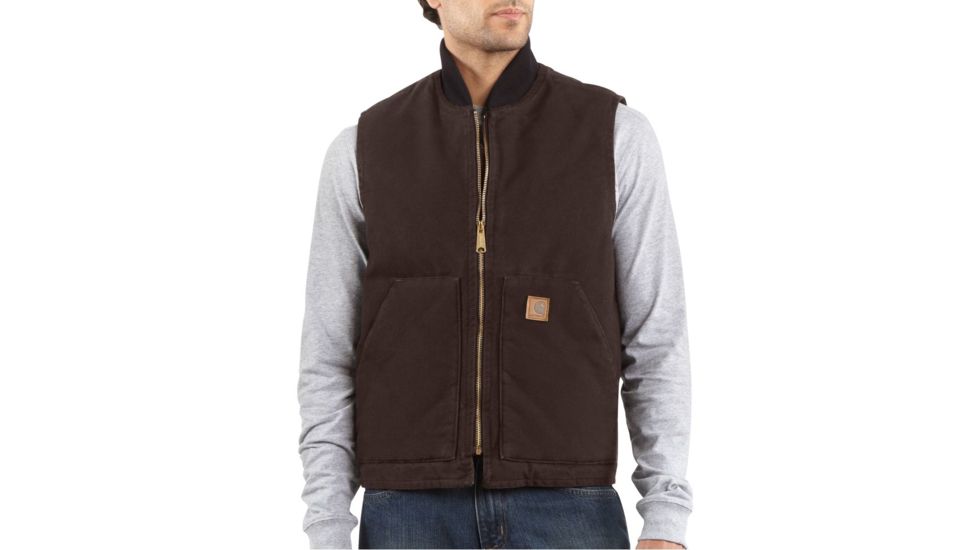Carhartt Arctic-Quilt Lined Sandstone Vest - Men's-Dark Brown-Medium