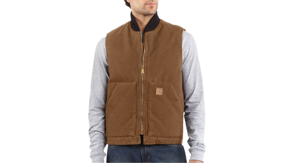 Carhartt Arctic-Quilt Lined Sandstone Vest - Mens-Carhartt Brown-Medium