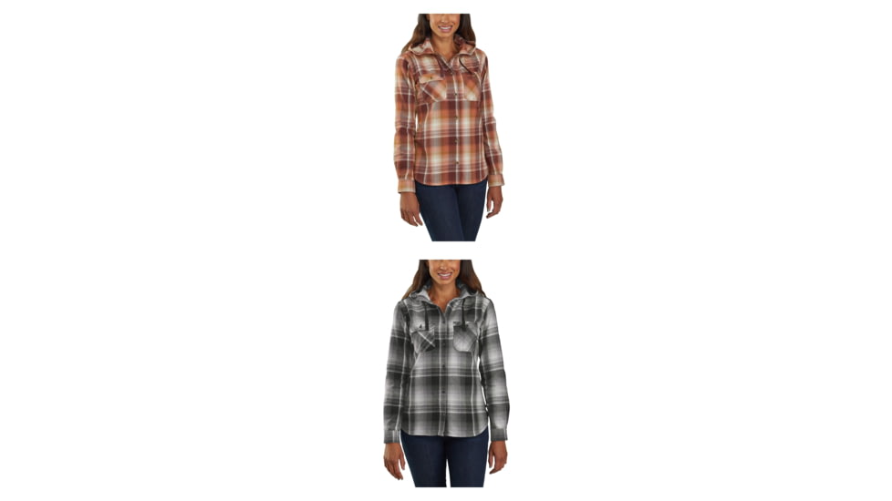 Carhartt Beartooth Hooded Flannel Shirt - Women's, Dark Cedar, Gravel