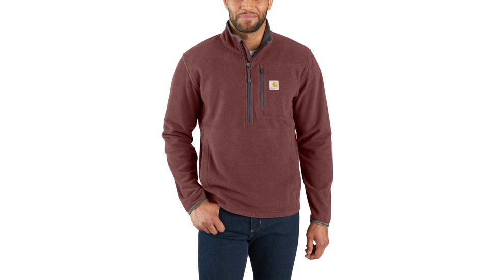 Carhartt Bentzen Half Zip Fleece - Mens, Dark Cedar Heather, Large, 103831-228-REG-L