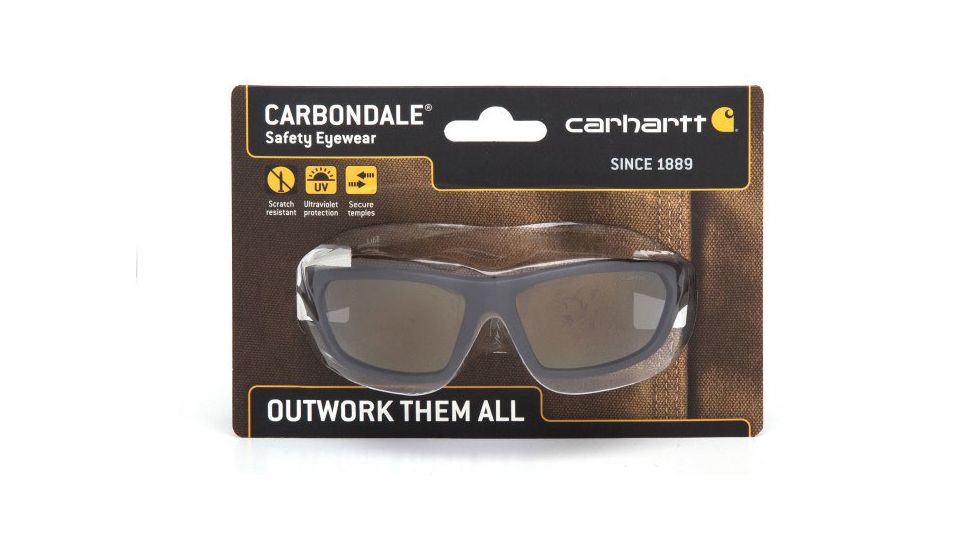 Carhartt Carbondale Safety Glasses w/Antique Bronze Lens, Black/Tan, CHB290DCC
