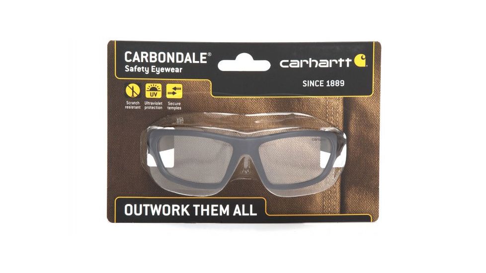 Carhartt Carbondale Safety Glasses w/Clear Lens, Black/Tan, CHB210DCC