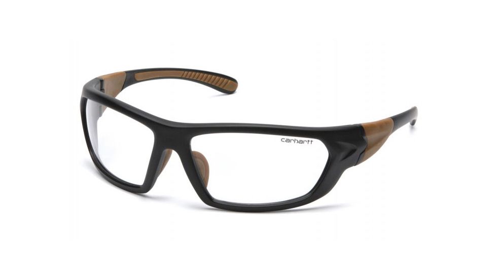 Carhartt Carbondale Safety Glasses w/Clear Lens, Black/Tan, CHB210DCC
