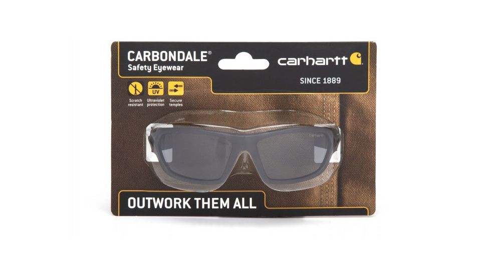 Carhartt Carbondale Safety Glasses w/Gray Lens, Black/Tan, CHB220DCC