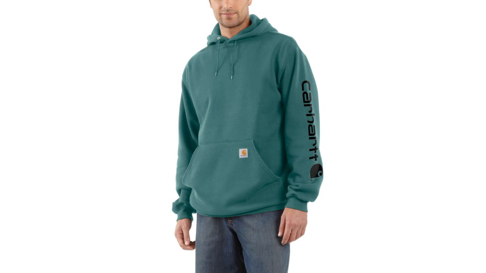 Carhartt Midweight Hooded Logo Sweatshirt - Men's, Blue Green, Extra Small/Regular, K288-442-REG-XSM