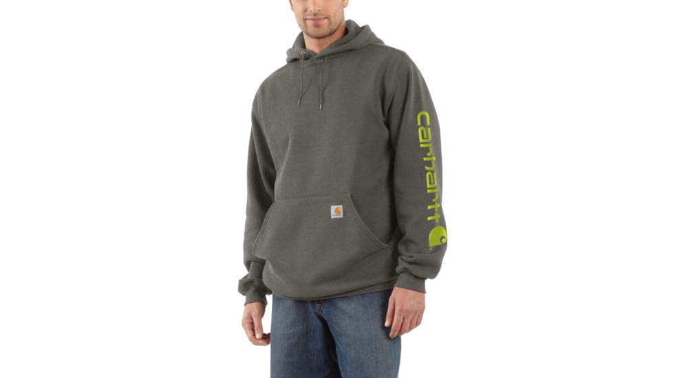 Carhartt Midweight Hooded Logo Sweatshirt - Men's, Charcoal Heather, Small/Regular, K288-CHH-REG-SML