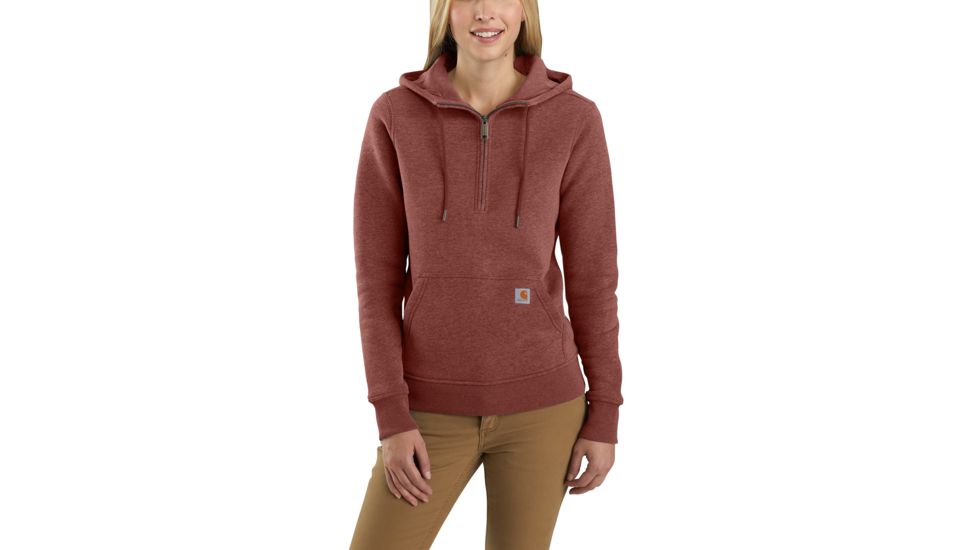 Carhartt Clarksburg Half Zip Hooded Sweatshirt - Womens, Henna Heather, Small, 103240-R01-REG-S