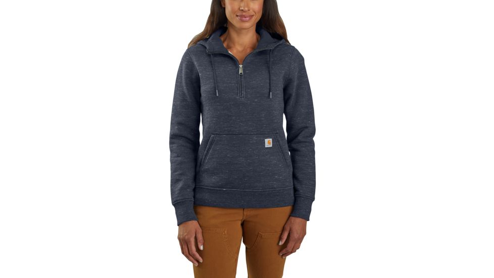 Carhartt Clarksburg Half Zip Hooded Sweatshirt - Womens, Navy Space Dye, Small, 103240-463-REG-S
