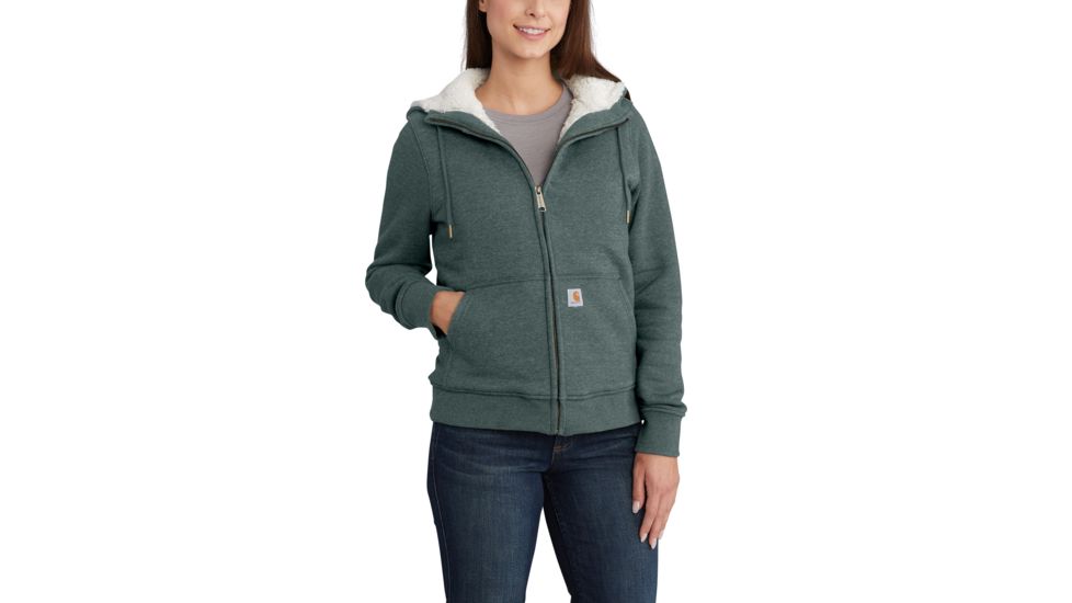 Carhartt Clarksburg Sherpa Lined Hoodie - Womens, Balsam Green Heather, Extra Small, 102787-G03-REG-XS