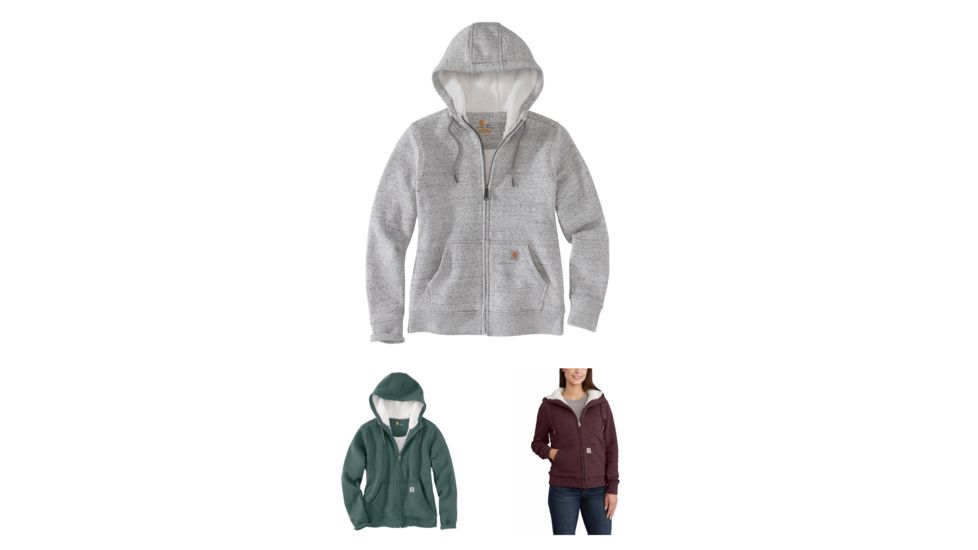Carhartt Clarksburg Sherpa Lined Hoodie - Womens, Asphalt Heather Nep, Balsam Green Heather, Fudge Heather