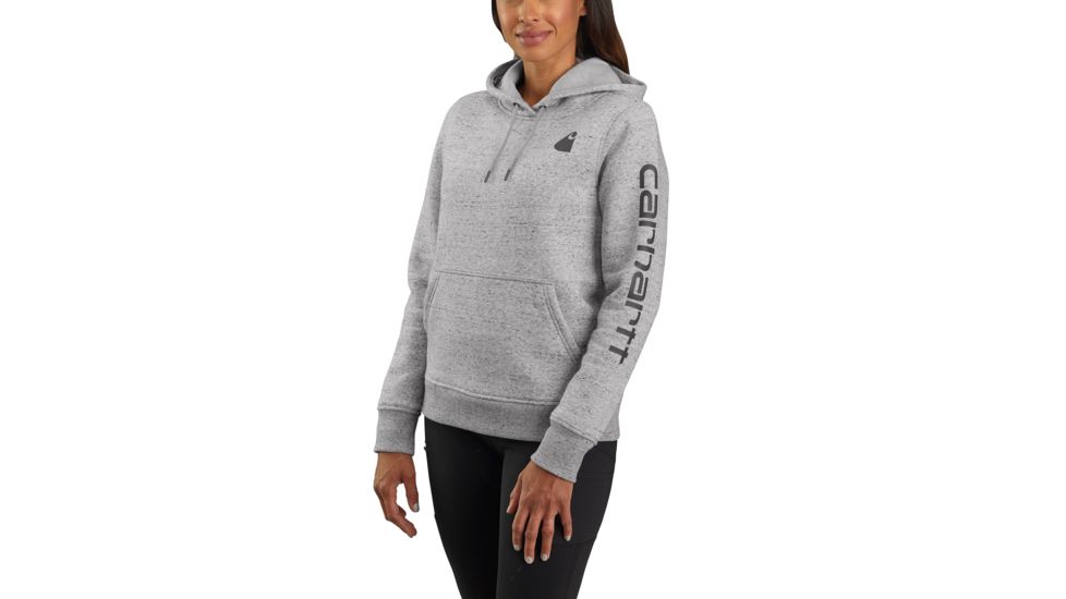 Carhartt Clarksburg Sleeve Logo Hooded Sweatshirt - Womens, Asphalt Heather Nep, Large, 102791-E07-REG-L