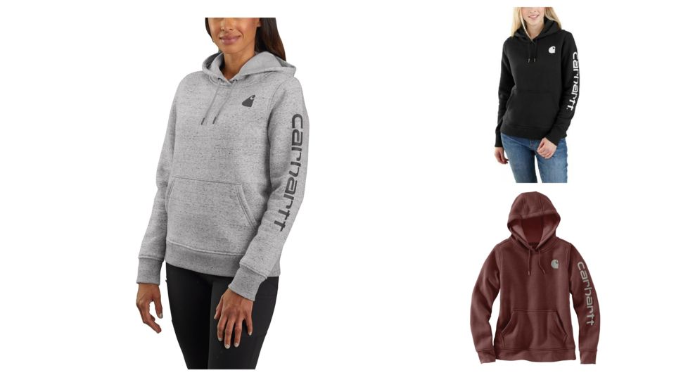 Carhartt Clarksburg Sleeve Logo Hooded Sweatshirt - Women's, Asphalt Heather Nep, Black, Dark Cedar Heather