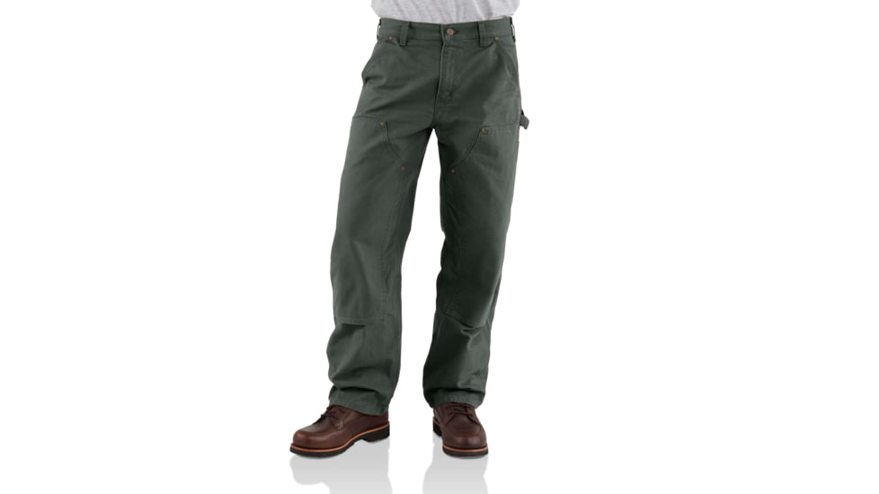 Carhartt Washed-Duck Double-Front Work Dungaree - Men's, Moss, 34-28, B136-MOS-34-28