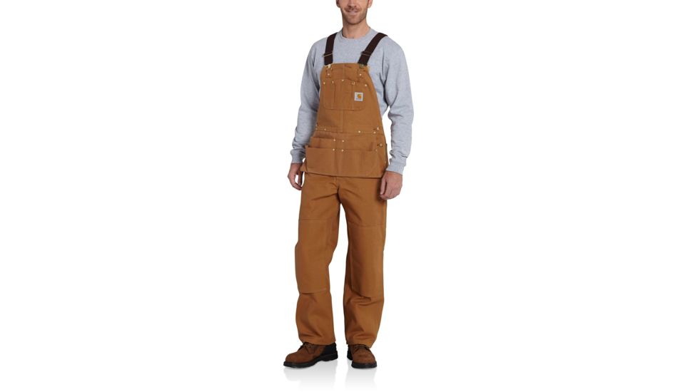 Carhartt Duck Carpenter Bib Overall for Mens, Carhartt Brown, 34/34 R28-BRN-34-34