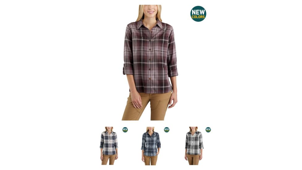 Carhartt Fairview Plaid Shirt-Women's, Deep Wine, Natural, Navy, Vapor Gray