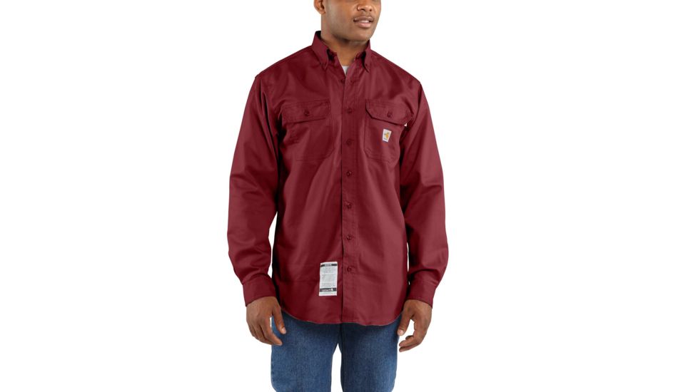 Carhartt Flame-Resistant Classic Twill Shirt, Dark Crimson, Large/Tall FRS160-608-TLL-LRG