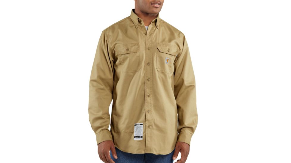 Carhartt Flame-Resistant Classic Twill Shirt, Khaki, 2XL/Regular FRS160-KHI-REG-XXL