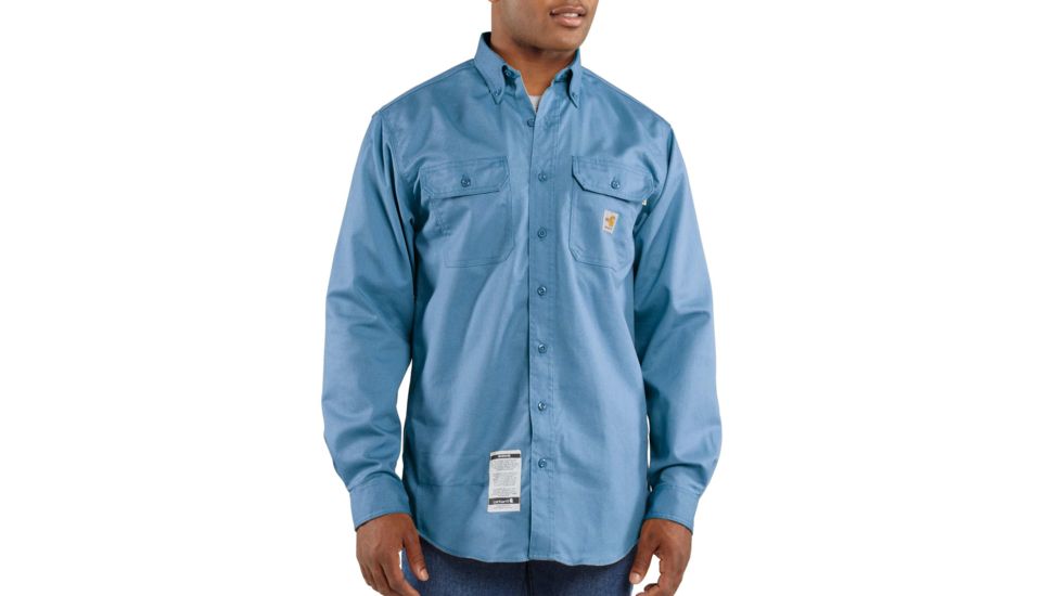Carhartt Flame-Resistant Classic Twill Shirt, Medium Blue, 2XL/Regular FRS160-MBL-REG-XXL