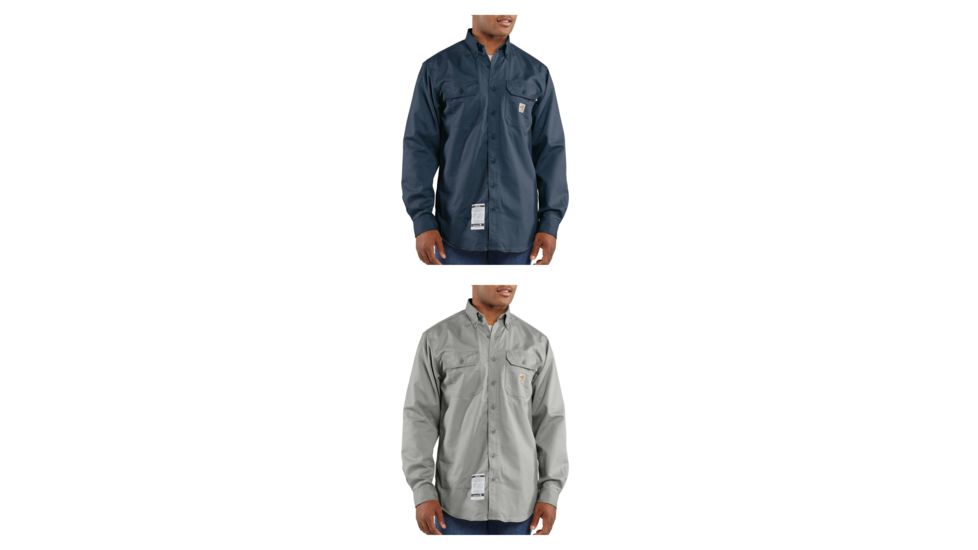 Carhartt Flame-Resistant Classic Twill Shirt, Dark Navy, Gray