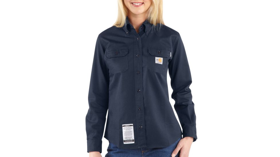 Carhartt Flame-Resistant Classic Twill Shirt, Dark Navy, Large/Regular WFRS160-DNY-REG-LRG