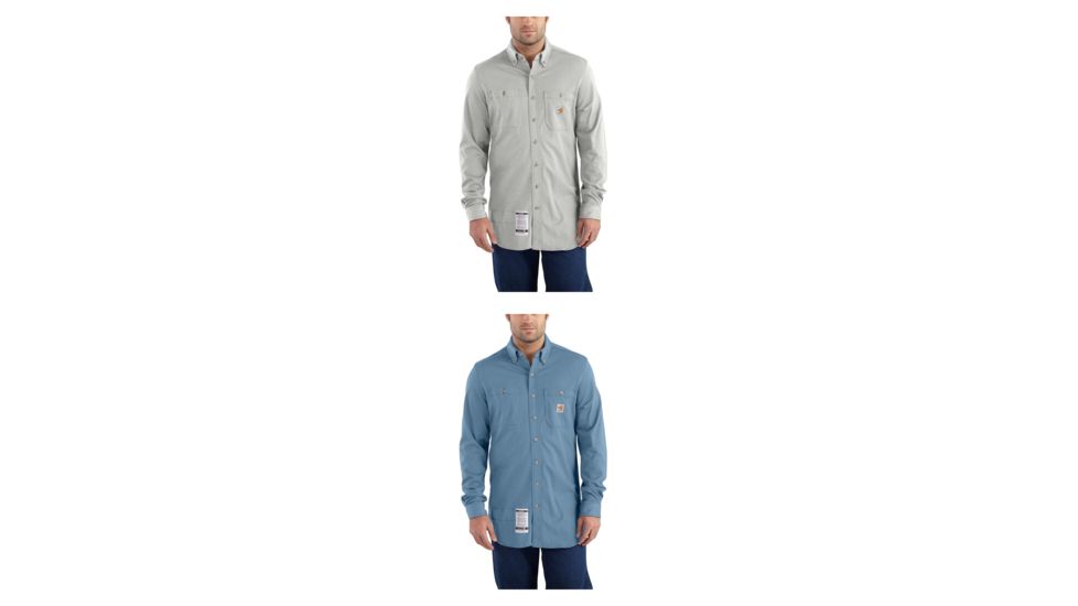 Carhartt Flame-Resistant Force Cotton Hybrid Shirt, Light Gray, Medium Blue