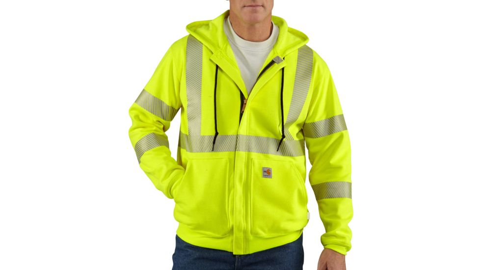 Carhartt Flame-Resistant Heavyweight High-Visibilty Class 3 Hooded Zip-Front Sweatshirt, Brite Lime, Medium/Regular 100460-323-REG-M