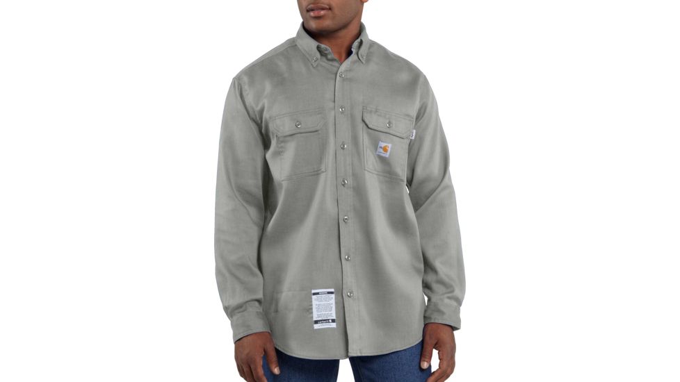 Carhartt Flame-Resistant Lightweight Twill Shirt, Gray, Medium/Regular FRS003-GRY-REG-MED