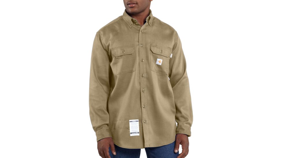 Carhartt Flame-Resistant Lightweight Twill Shirt, Khaki, Small/Regular FRS003-KHI-REG-SML