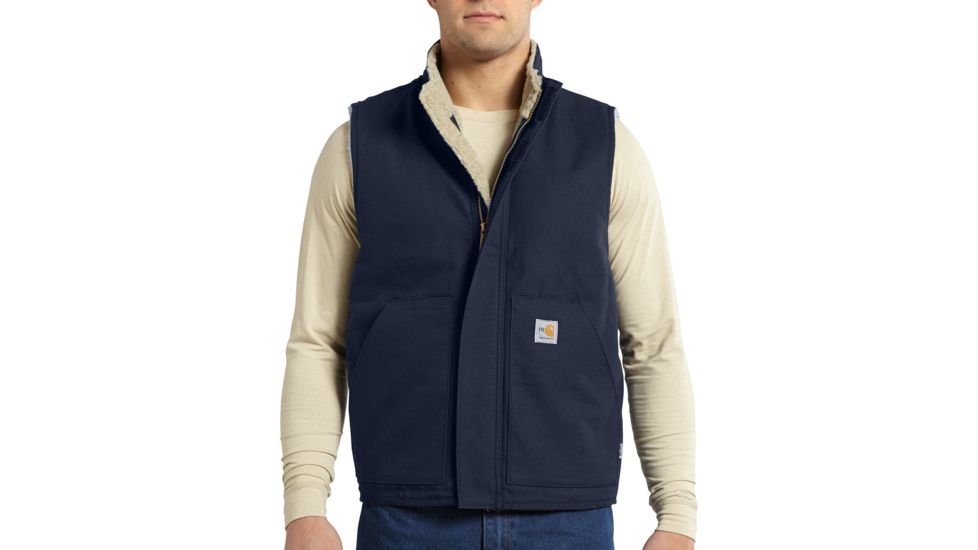 Carhartt Flame-Resistant Mock Neck Vest, Dark Navy, Medium/Regular 101029-410-REG-M