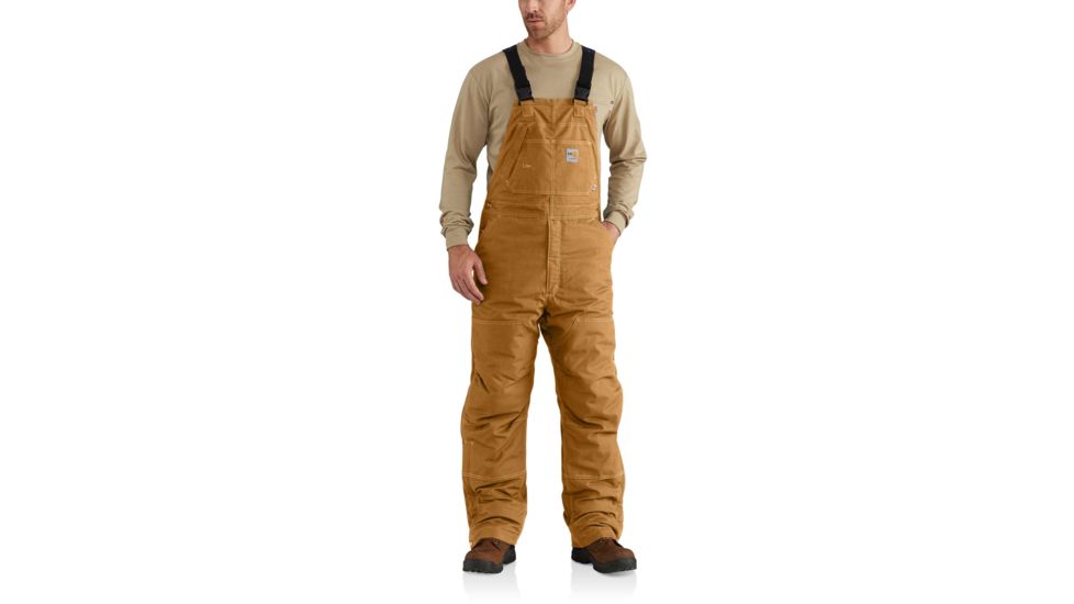 Carhartt Flame-Resistant Quick Duck Lined Bib Overall for Mens, Carhartt Brown, 38/30 102691-211-30-38