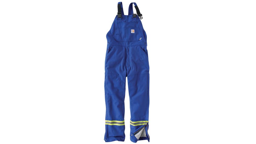 Carhartt Flame-Resistant Striped Duck Bib Lined Overall, Royal, 50/32 101628-434-32-50