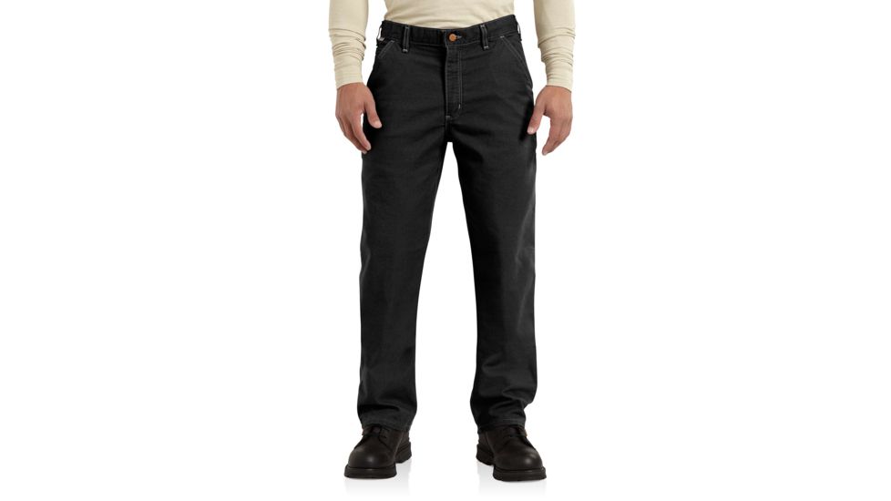 Carhartt Flame-Resistant Washed Duck Work Dungaree, Black, 30/30 100791-001-30-30