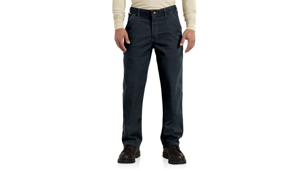 Carhartt Flame-Resistant Washed Duck Work Dungaree, Dark Navy, 30/30 100791-410-30-30